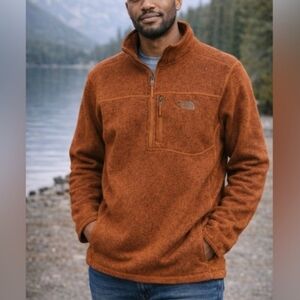 The North Face Gordon Lyons 1/4 Zip Fleece Brown Heather Sweater Pullover L